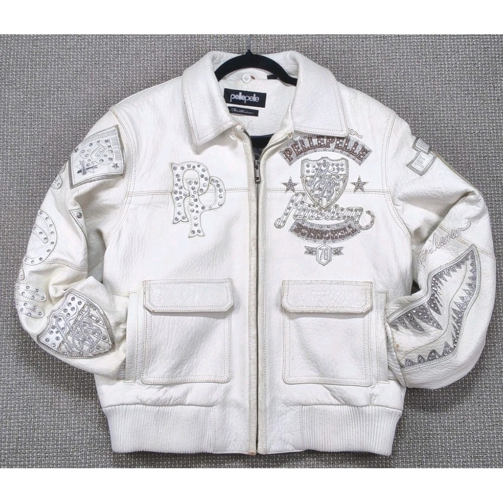 Vintage Pelle Pelle Women's American Bombshell Leather Jacket Size 8 White